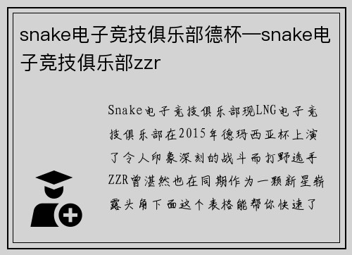snake电子竞技俱乐部德杯—snake电子竞技俱乐部zzr